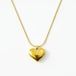 Gold Puffed Heart Necklace | Sleek Snake Chain Pendant