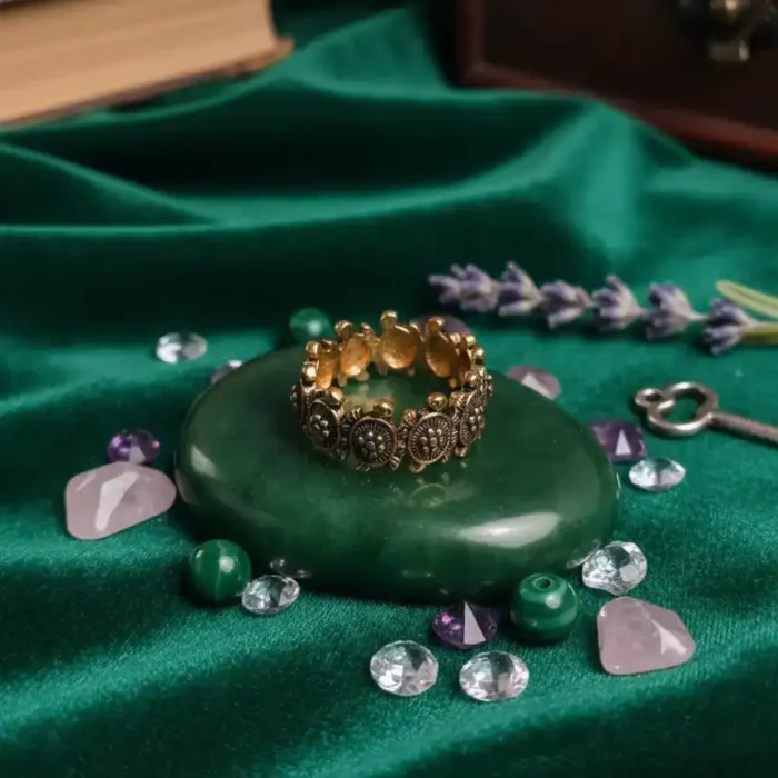 Antiqued Gold Turtle Eternity Ring | Boho Band - Image 8