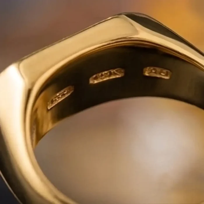 Gold Crystal Signet Ring | Chunky Square Statement Ring - Image 16