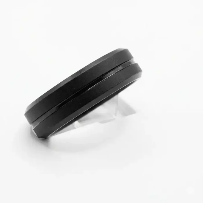 Matte Black Band Ring | Center Groove Modern Ring - Image 2
