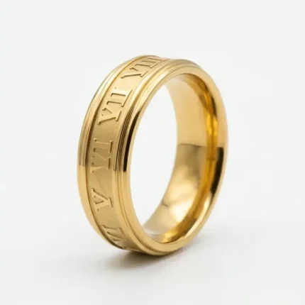 Gold Roman Numeral Ring | Classic Engraved Band