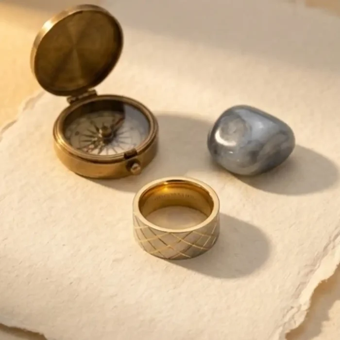 Two-Tone Diamond Lattice Ring | Modern Gold & Silver Band - Image 13