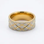 Two-Tone Diamond Lattice Ring | Modern Gold & Silver Band